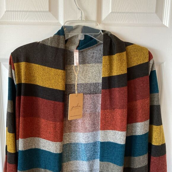 Jardin By Macris Women’s Medium Cardigan Open Front Striped NWT - Picture 4 of 11